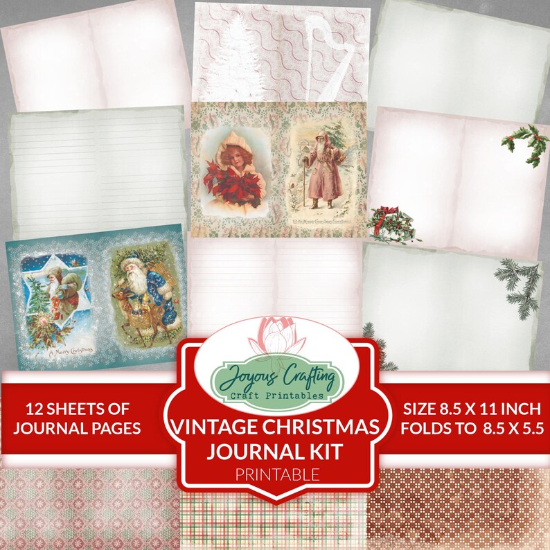 Vintage Christmas Junk Journal Kit: Printable Ephemera (digital ...