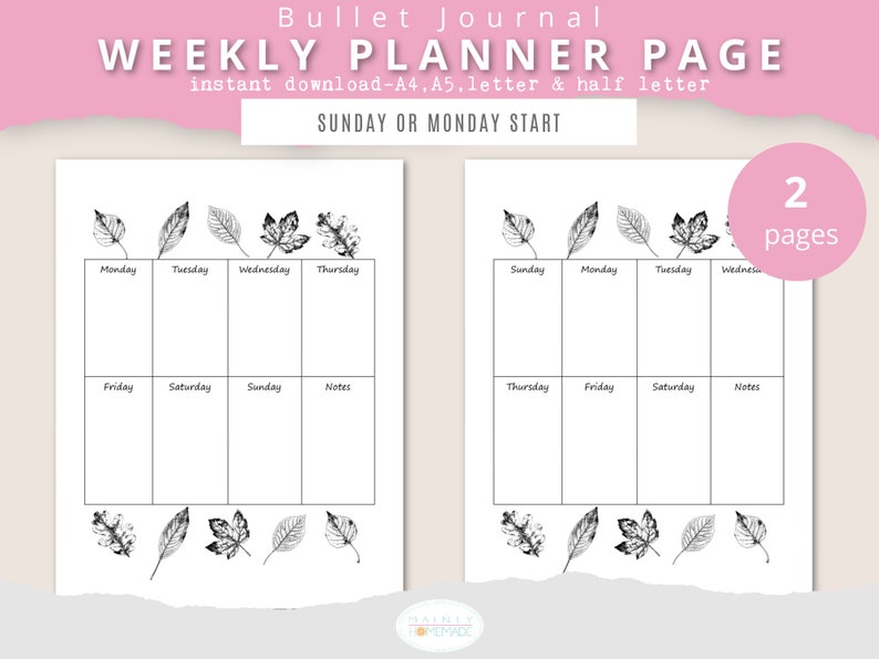 One Page Weekly Bullet Journal Printable Weekly Bujo Spread Etsy one-page-weekly-bullet-journal-printable-weekly-bujo-spread-etsy