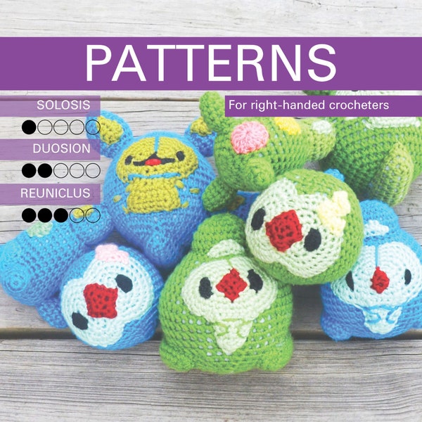 PATTERNS for Solosis, Duosion, and Reuniclus Evolution Line Normal/Shiny Pokemon Crochet Amigurumi Doll