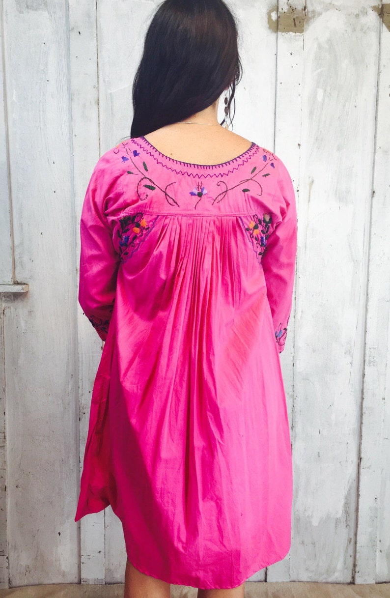 Vintage Mexican Dress // Mexican Embroidered Mini Dress//Ethnic Boho Dress/ 1970s Mini Dress image 5