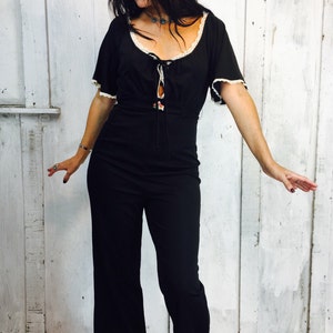 Vintage Jumpsuit// 1970s Jumpsuit Romper//Bellbottom Jumpsuit// Disco Jumpsuit//Hippie Boho Romper
