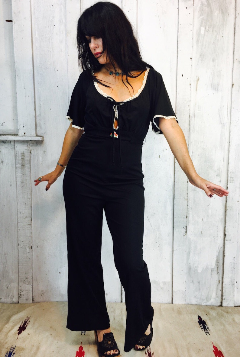 Vintage jumpsuit// 1970-tals jumpsuit// Bellbottom jumpsuit// Disco jumpsuit// Hippie Boho jumpsuit bild 1
