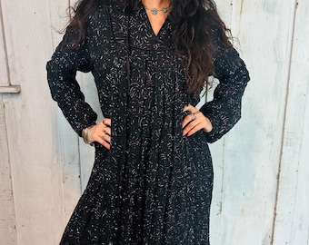 Vintage Indian Dress// Indian Cotton Dress// Indian Gauze Dress/Hippie Boho Dress