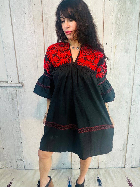 mexican embroidered mini dress Mini Dress- Orange Medium main image 1
