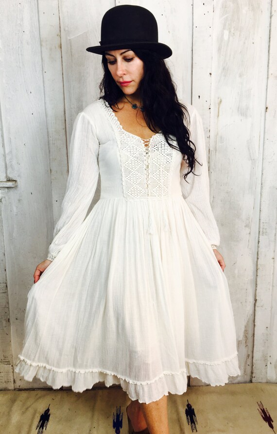 Vintage Gauzy Cotton Dress// Vintage White Goddes… - image 4