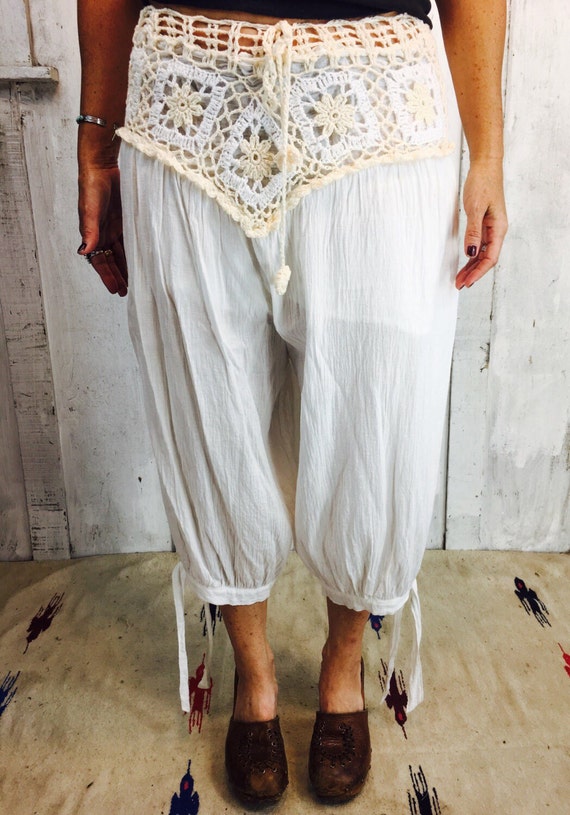 Vintage Cotton Pants// White Gauze Cotton Pants//… - image 2