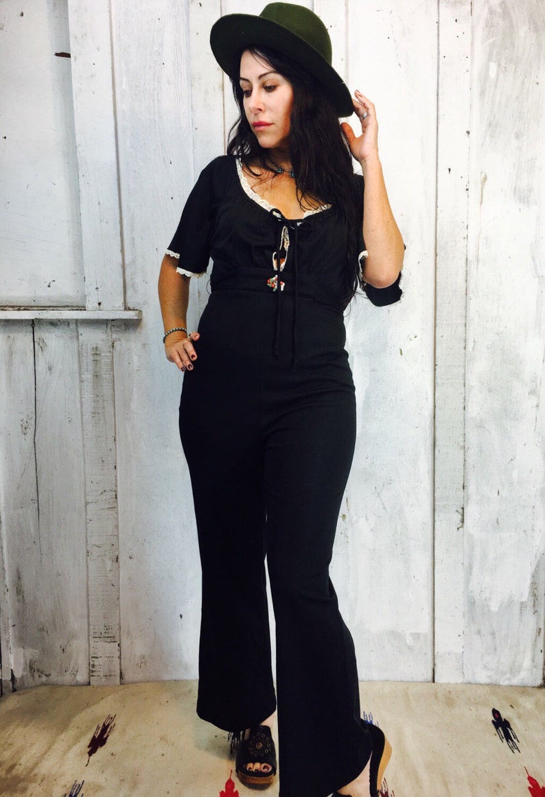 Vintage jumpsuit// 1970-tals jumpsuit// Bellbottom jumpsuit// Disco jumpsuit// Hippie Boho jumpsuit bild 3