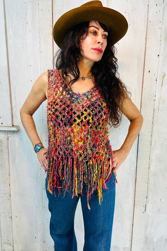 Vintage Crochet Top//Handmade Crochet 1970s Top//… - image 2