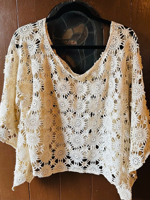 Vintage Crochet Top//Handmade Crochet 1970s Top//… - image 7