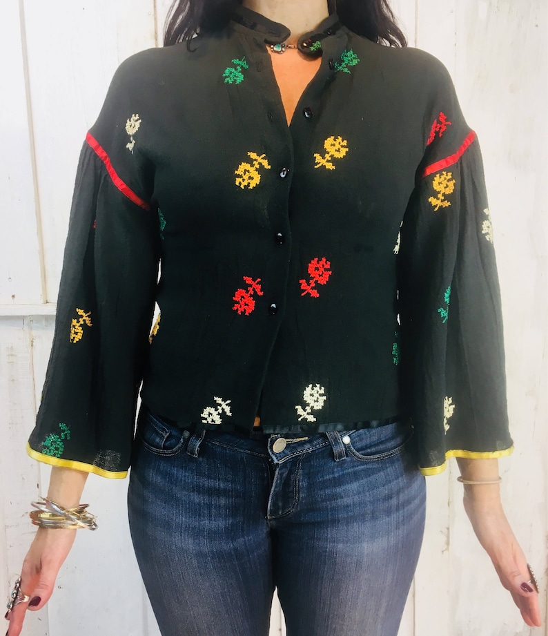 Vintage Gauze Cotton Blouse// Embroidered Cotton Blouse// Boho Etsy