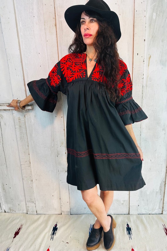 Vintage Mexican Dress // Mexican Embroidered Mini… - image 8