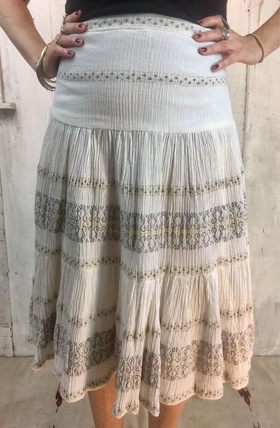 Vintage Indian Cotton Skirt//Indian White Cotton … - image 6