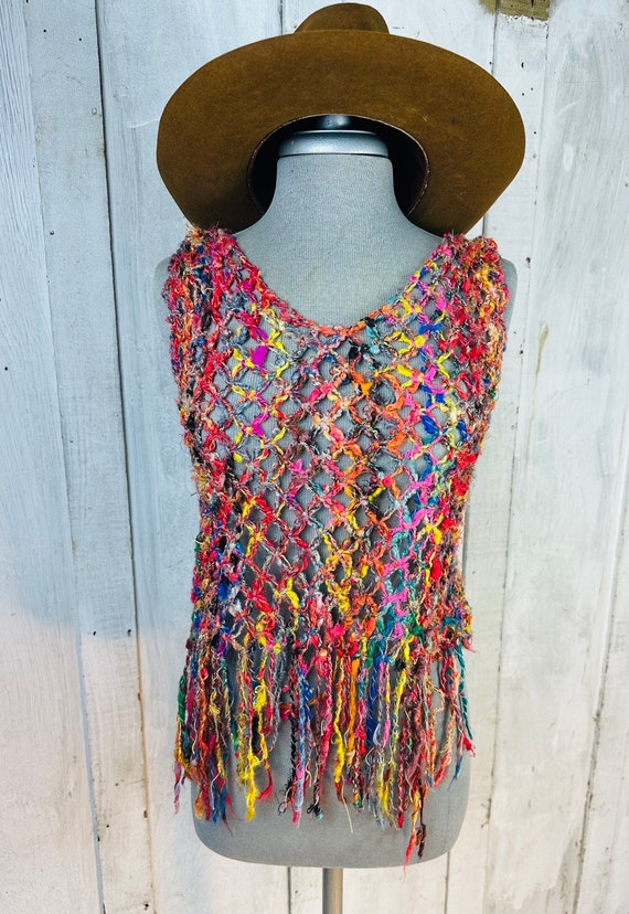 Vintage Crochet Top//Handmade Crochet 1970s Top//… - image 5