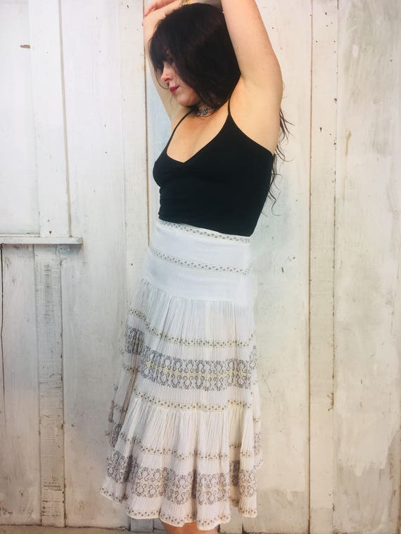 Vintage Indian Cotton Skirt//Indian White Cotton … - image 8