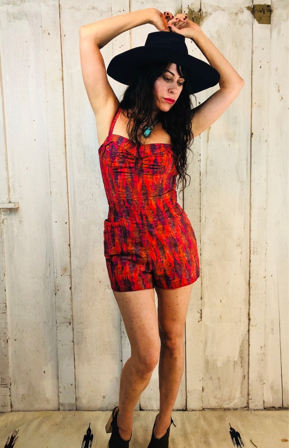 Cosmic 60's Jumpsuit//Cotton Vintage Romper//Boho… - image 7