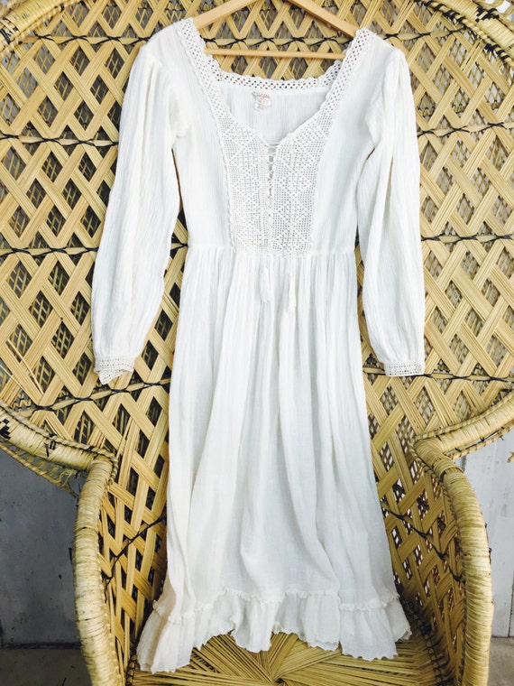 Vintage Gauzy Cotton Dress// Vintage White Goddes… - image 5