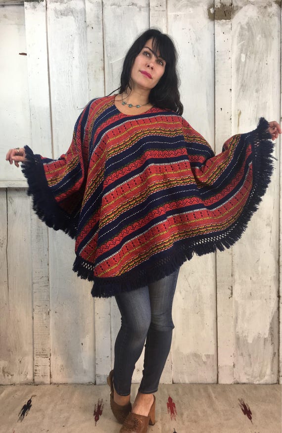 Vintage Handwoven Poncho//Folk Art Poncho//Vintag… - image 6