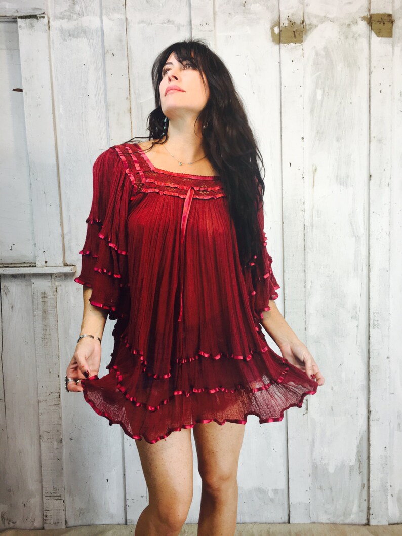 Vintage Gauze Blouse// Mexican Cotton Gauzy Top// Bohemian Etsy