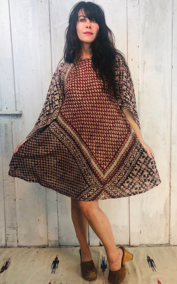 Vintage Indian Cotton Dress// Indian Cotton Mini D