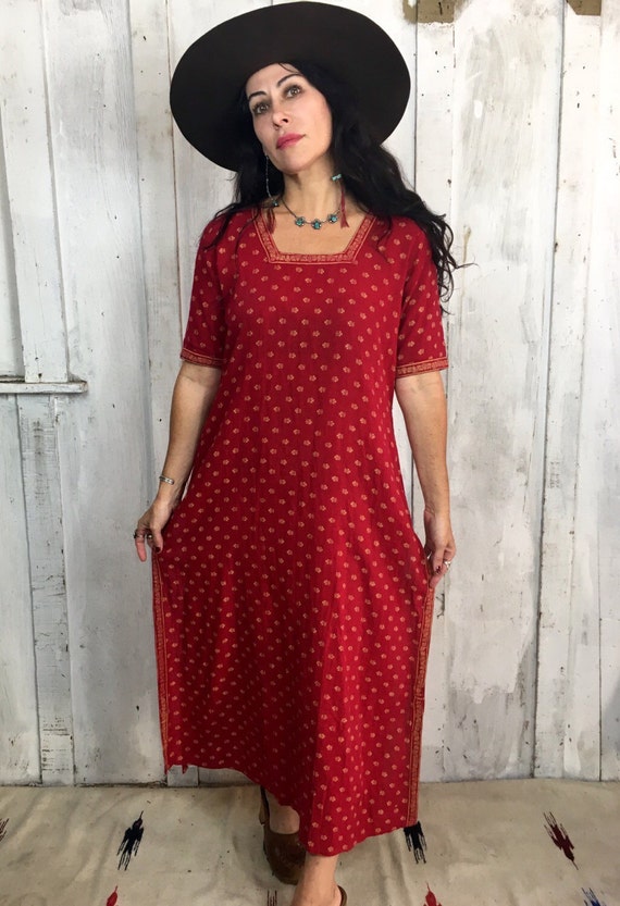 Vintage Indian Cotton Dress// Boho Cotton Dress// 