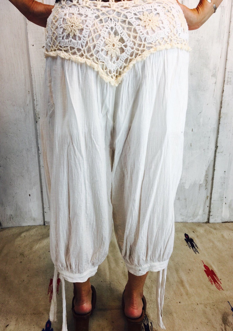 Vintage Cotton Pants// White Gauze Cotton Pants// Indian Gypsy Etsy