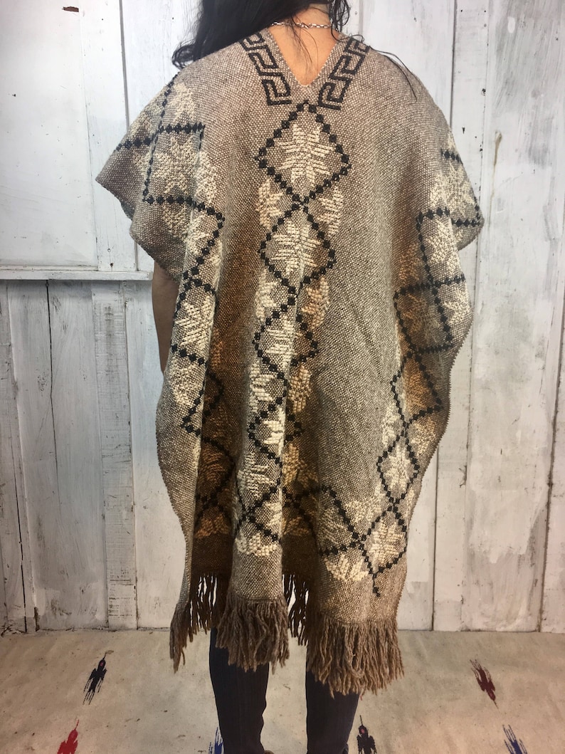Vintage Handwoven PonchoMexican Wool PonchoFolk Art PonchoVintage Handmade Poncho