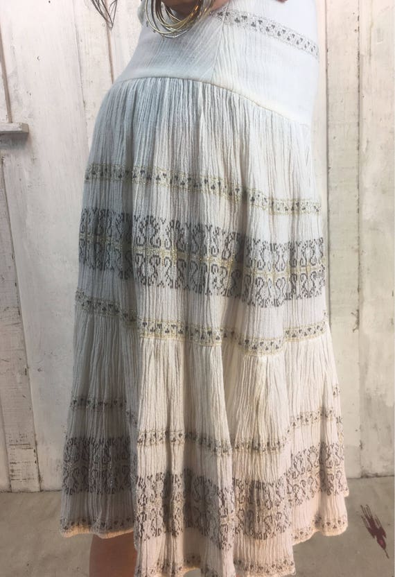 Vintage Indian Cotton Skirt//Indian White Cotton … - image 9