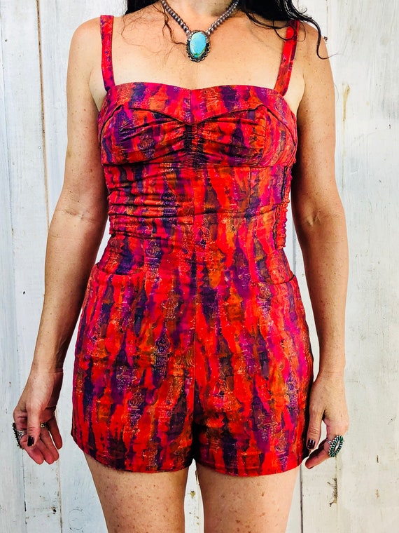 Cosmic 60's Jumpsuit//Cotton Vintage Romper//Boho… - image 8