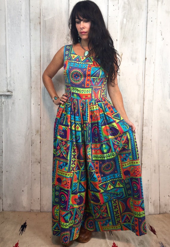 Cosmic 70's Jumpsuit//Cotton Vintage Jumpsuit// Bo
