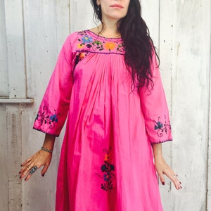 Vintage Mexican Dress // Mexican Embroidered Mini Dress//Ethnic Boho Dress/ 1970s Mini Dress image 2