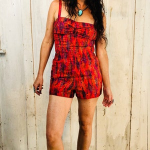 Tuta da salto cosmica 60//Cotton Vintage Romper//Boho Hippie Jumper//Psychedelic Jumpsuit