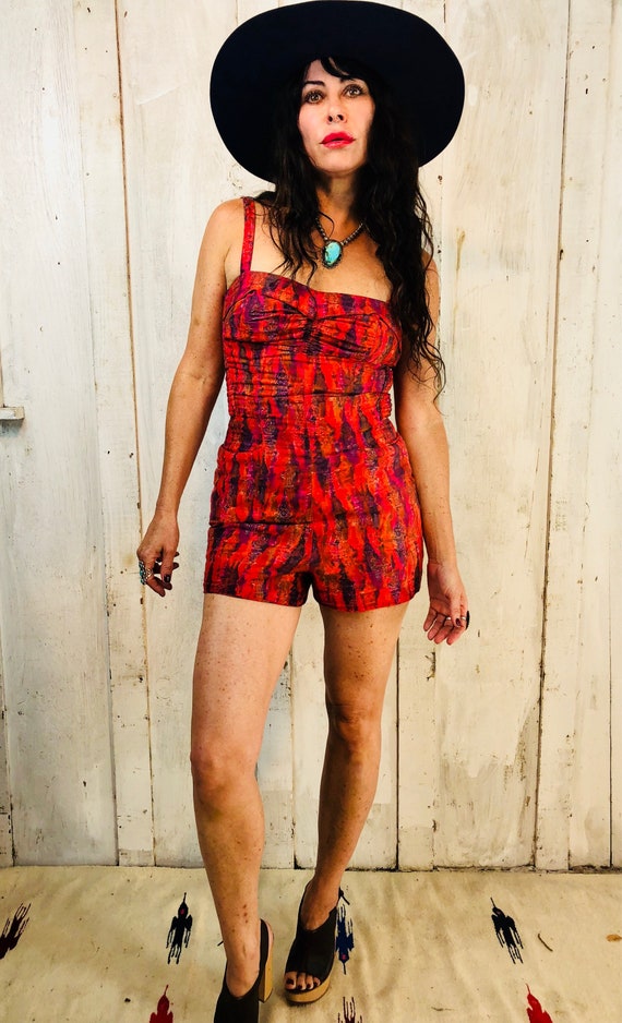 Cosmic 60's Jumpsuit//Cotton Vintage Romper//Boho… - image 1