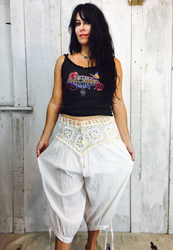 Vintage Cotton Pants// White Gauze Cotton Pants//… - image 3