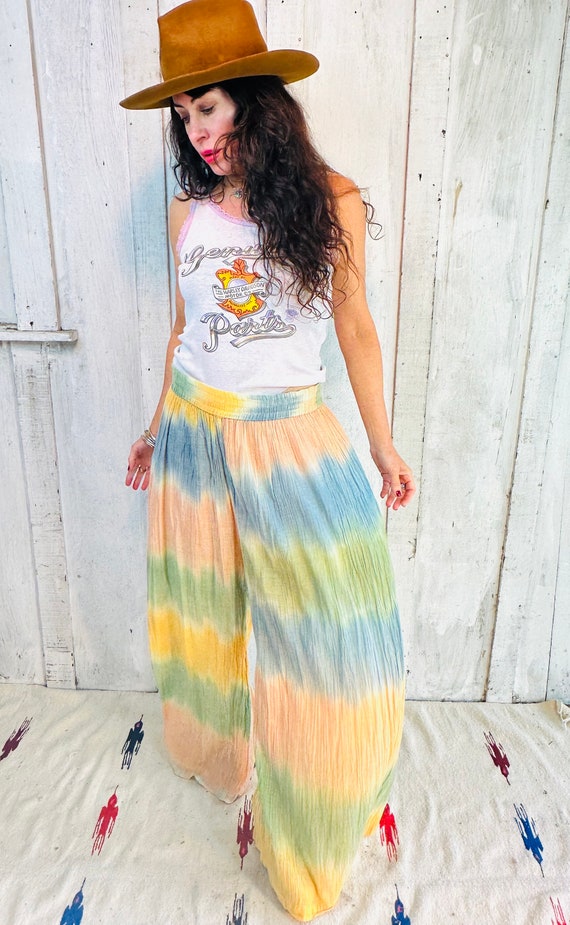 Vintage Adini Tie Dye Cotton Pants// Tie Dye Gauze