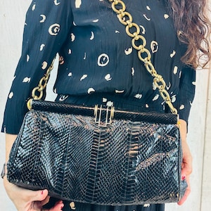 Vintage 70&#39;s Genuine Snakeskin Purse//Vintage Snakeskin Purse// Handmade Purse// 1970s Hippie Hobo Bag