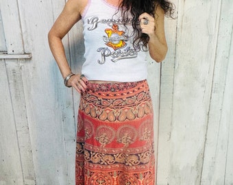 Vintage Indian Skirt// Indian Wrap Skirt Maxi// Handwoven Skirt//Hippie Hippy Festival