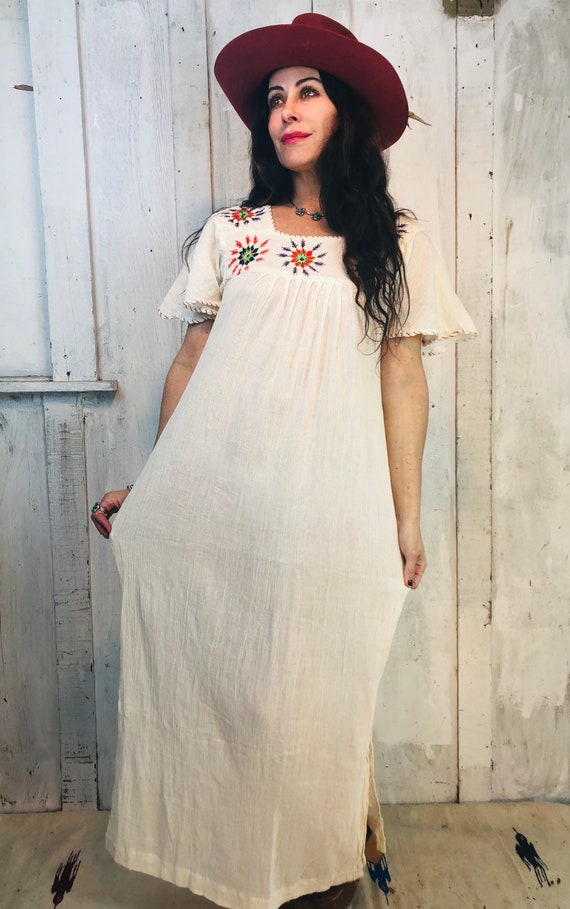 Vintage Indian Cotton Dress// Indian Gauze Cotton