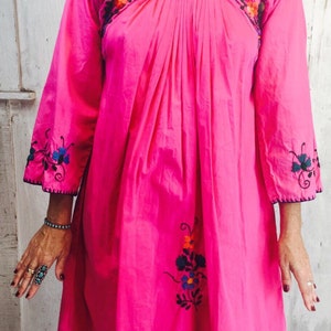 Vintage Mexican Dress // Mexican Embroidered Mini Dress//Ethnic Boho Dress/ 1970s Mini Dress image 4