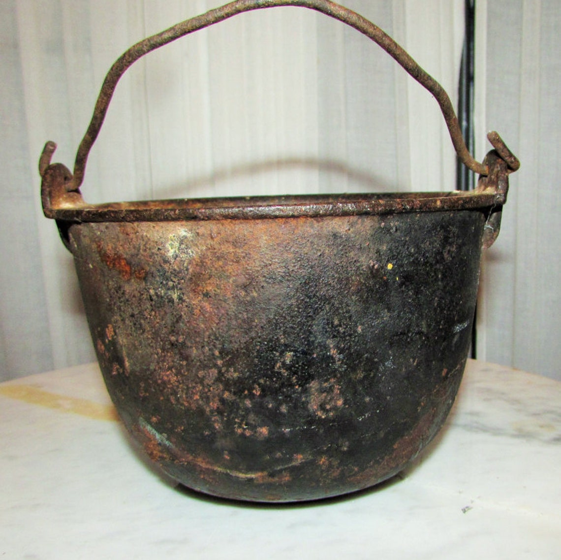 Antique Cast Iron Melting Pot Etsy Canada