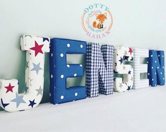 Boy Fabric Letters Decorative Wall Art Girl With Tag Nursery Personalised 