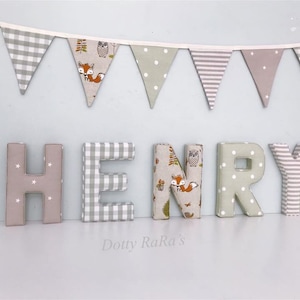 Letras de tela neutra, Letras decorativas de tela hecha a mano, Arte de pared, Guardería, Dormitorio infantil, Niños, Niñas, Letras de tela personalizadas