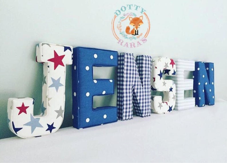 Handmade, Fabric Letters, Handmade Fabric Letters, Wall Art, Nursery, Childrens Bedroom, Boys, Girls Personalised fabric letters image 1