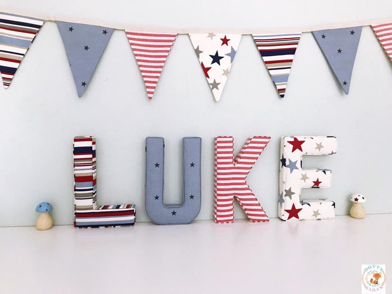 Handmade, Fabric Letters, Handmade Fabric Letters, Wall Art, Nursery, Childrens Bedroom, Boys, Girls Personalised fabric letters image 9