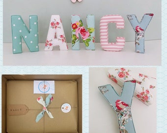 Bespoke Fabric Letters, nursery decor, handmade letters, children’s bedroom letters, nursery letters, personalised letters