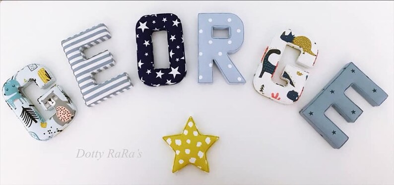 Handmade, Fabric Letters, Handmade Fabric Letters, Wall Art, Nursery, Childrens Bedroom, Boys, Girls Personalised fabric letters image 2