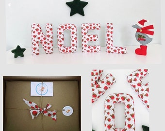 NOEL Letters, Christmas Letters, Noel Fabric Letters, Christmas Fabric Letters, Fabric Letters, Christmas decor, nursery letters, wall decor