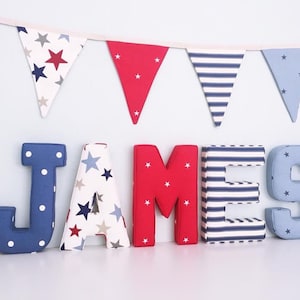 Niños letras de tela, letras de tela hechas a mano, arte de la pared, guardería, dormitorio de los niños, niños, niñas letras de tela personalizadas