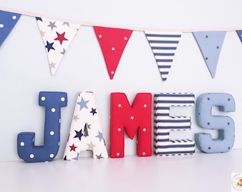 Boys Fabric Letters, Handmade Fabric Letters, Wall Art, Nursery, Childrens Bedroom, Boys, Girls Personalised fabric letters