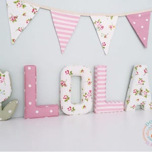 CARTAS DE TELA, Letras de tela hechas a mano, Arte de pared, Guardería, Dormitorio infantil, Niños, Niñas Letras de tela personalizadas