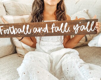 football and fall, y'all - wood signs - fall signs - fall decor - home decor - rustic - fall